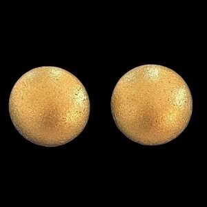 Vintage 1960s Satin Gold Button Clip On Earrings 1.25" Non Pierced Costume